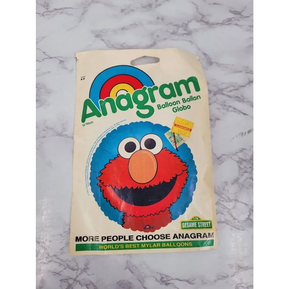 Elmo Sesame Street Blue Red Mylar Foil Party Balloon Graphic Vintage 90s